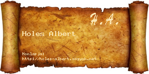 Holes Albert névjegykártya
